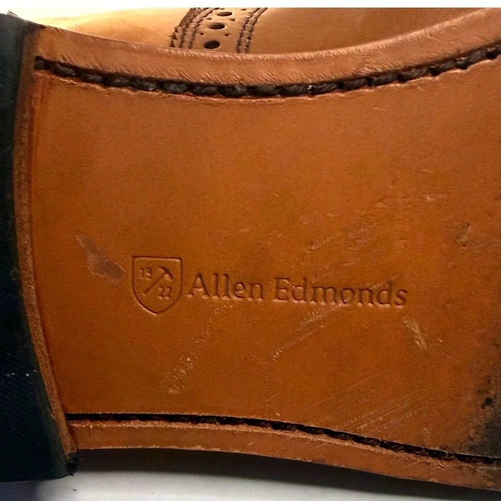 Allen Edmonds Strand Mens Walnut Leather Cap Toe Oxfords 11.5 D Brogue $450